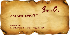 Zsinka Orbó névjegykártya